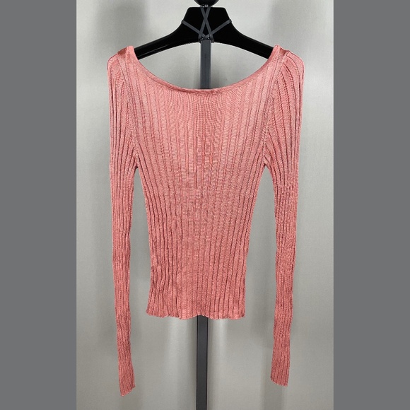 NEW Free People Shirt Womens Small coral pink knit pull over boho hippie chic - Picture 1 of 9